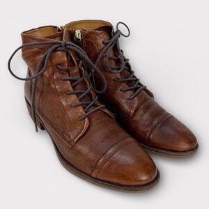 Comfortiva Cordia Women Leather Ankle Boot Brown Lace Up 7.5 Comfort Boho Grunge